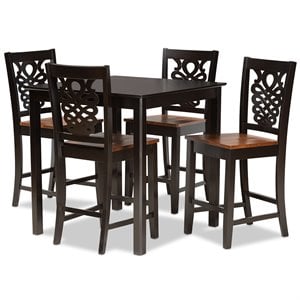 Baxton Studio Two-Tone Dark Brown and Walnut Brown Finished Wood 5-Piece Pub Set