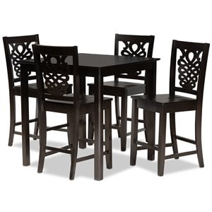 Baxton Studio Gervais Transitional Dark Brown Finished Wood 5-Piece Pub Set