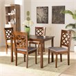 Baxton Studio Grey Fabric Upholstered and Brown Finished Wood 5-Piece Dining Set
