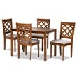 Baxton Studio Grey Fabric Upholstered and Brown Finished Wood 5-Piece Dining Set