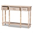 Baxton Studio Rustic Whitewashed Brown Finished Wood 3-Drawer Console Table