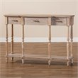 Baxton Studio Rustic Whitewashed Brown Finished Wood 3-Drawer Console Table