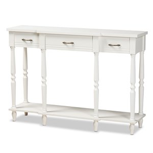 baxton studio french provincial white finished wood 3-drawer console table
