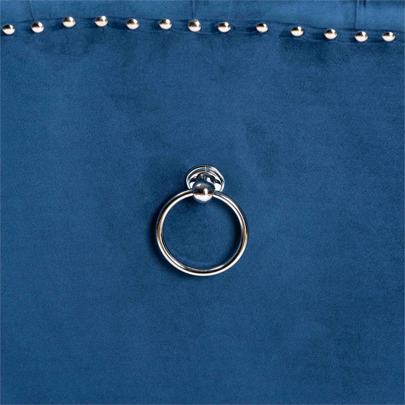 Baxton Studio Blue Upholstered and Brown Finished Wood Wingback Dining Chair