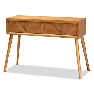 baxton studio brown finished wood 2-drawer console table