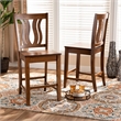 Baxton Studio Walnut Brown Finished Wood 2-Piece Counter Stool Set
