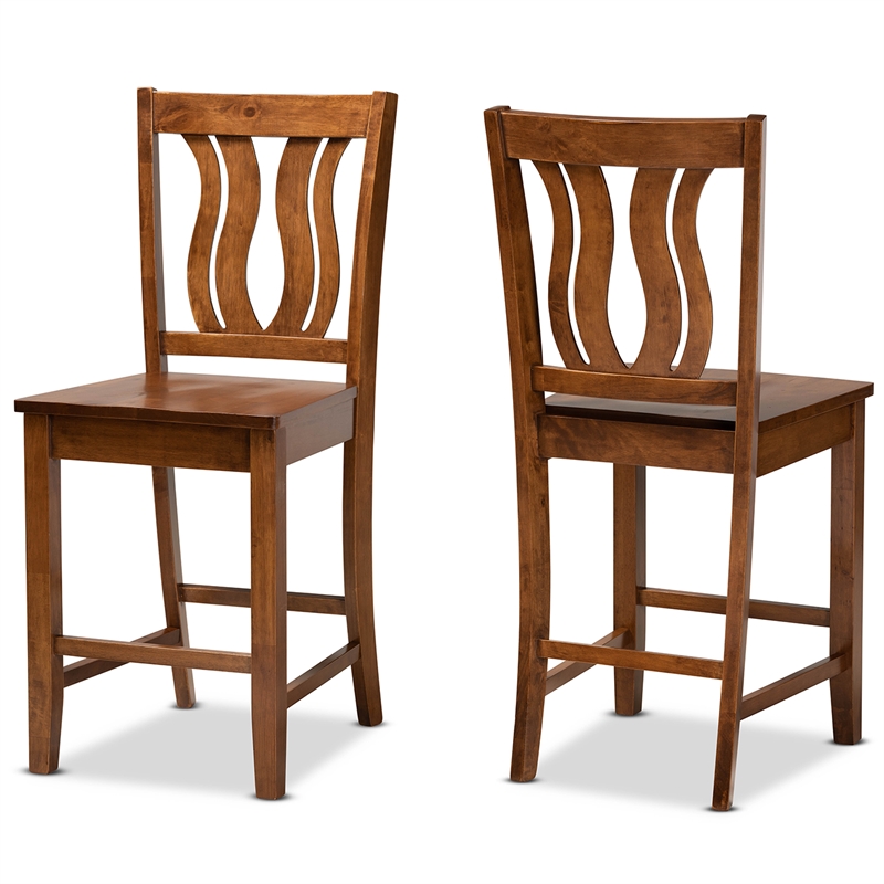 Baxton Studio Walnut Brown Finished Wood 2-Piece Counter Stool Set