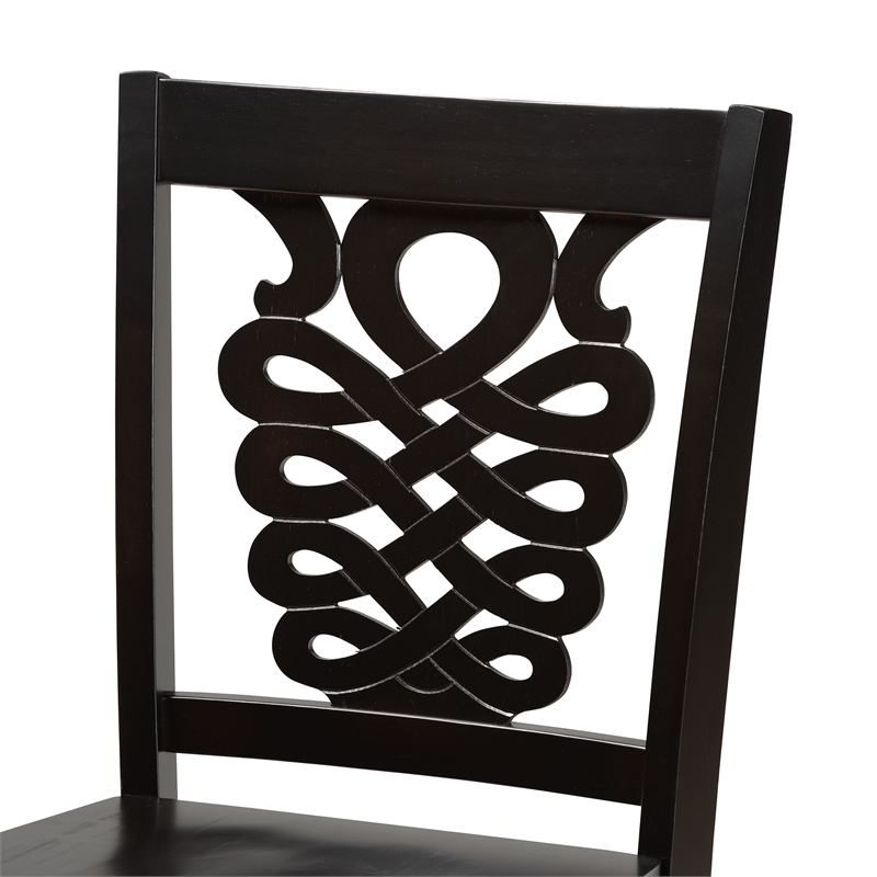 Baxton Studio Dark Brown Finished Wood 2-Piece Counter Stool Set