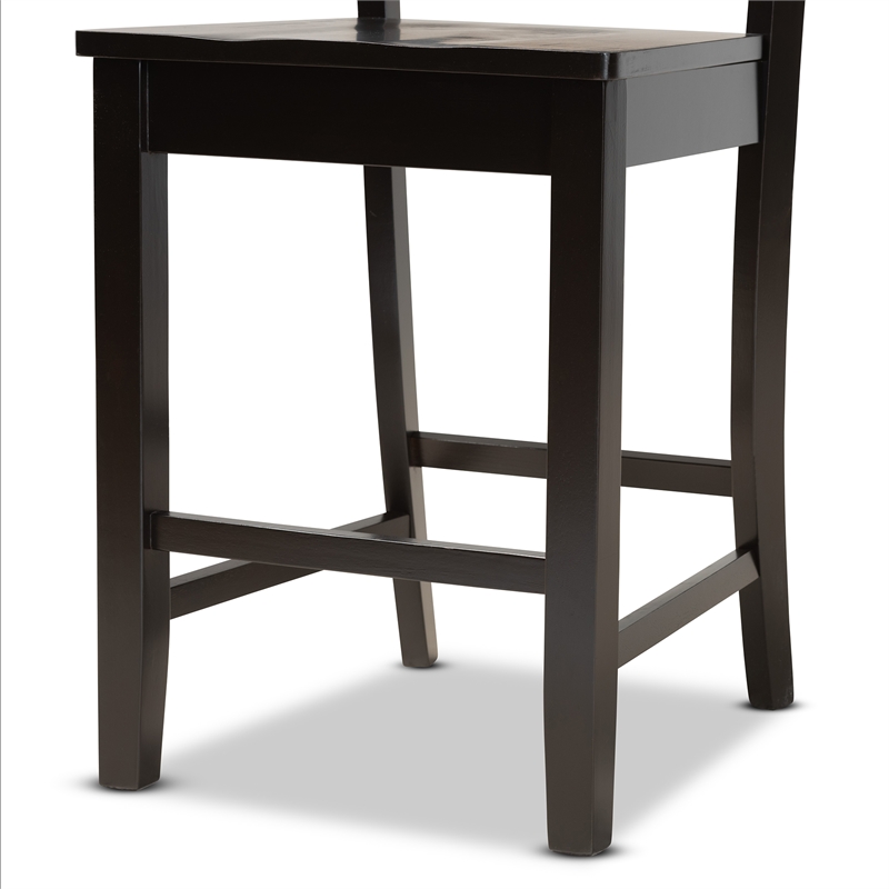 Baxton Studio Dark Brown Finished Wood 2-Piece Counter Stool Set