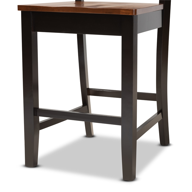 Baxton Studio Two-Tone Brown Finished Wood 2-Piece Counter Stool Set