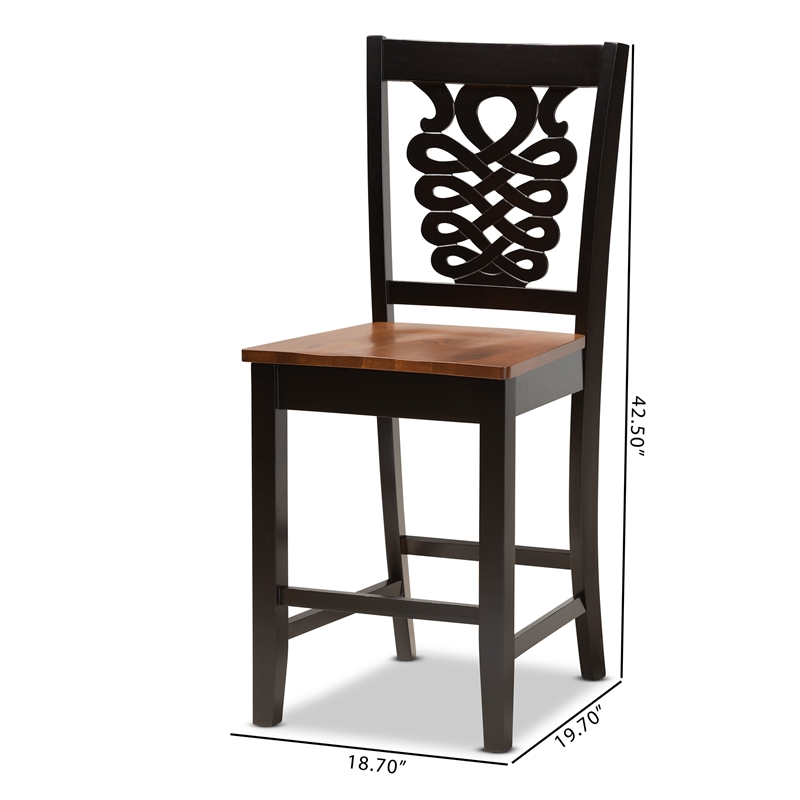 Baxton Studio Two-Tone Brown Finished Wood 2-Piece Counter Stool Set