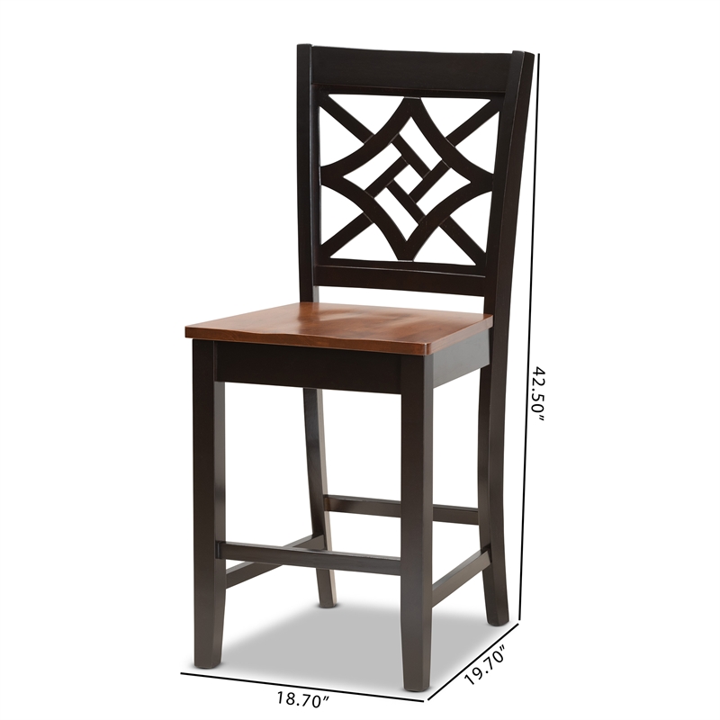 Baxton Studio Two-Tone Brown Finished Wood 2-Piece Counter Stool Set