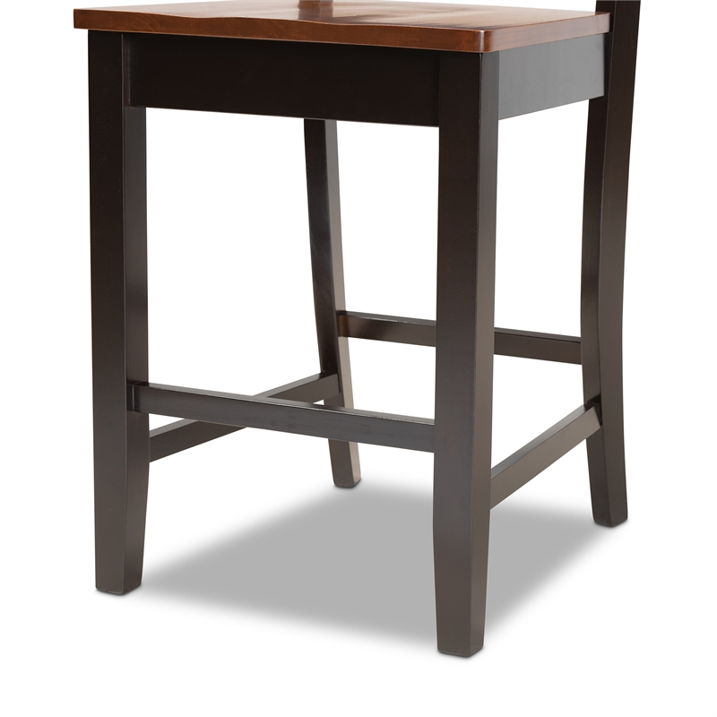 Baxton Studio Two-Tone Brown Finished Wood 2-Piece Counter Stool Set