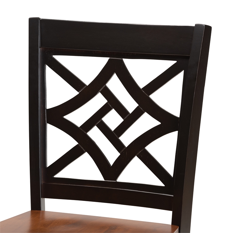 Baxton Studio Two-Tone Brown Finished Wood 2-Piece Counter Stool Set