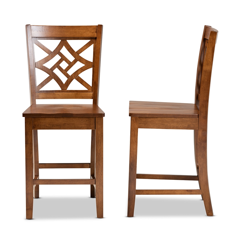 Baxton Studio Walnut Brown Finished Wood 2-Piece Counter Stool Set