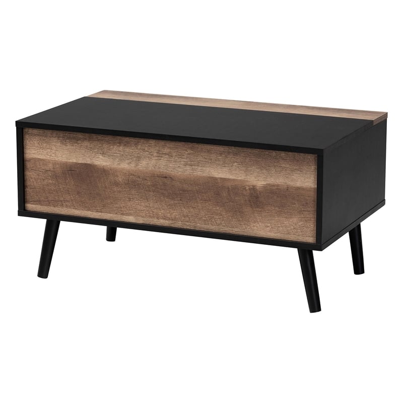 Baxton Studio Two-Tone Black and Brown Finished Wood Table with Storage