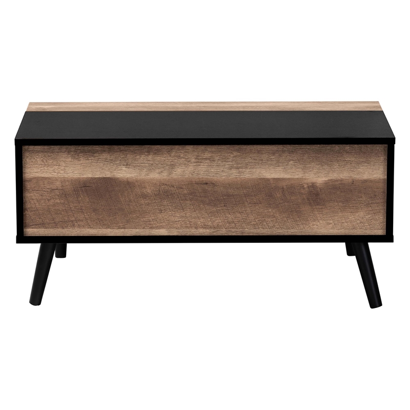 Baxton Studio Two-Tone Black and Brown Finished Wood Table with Storage