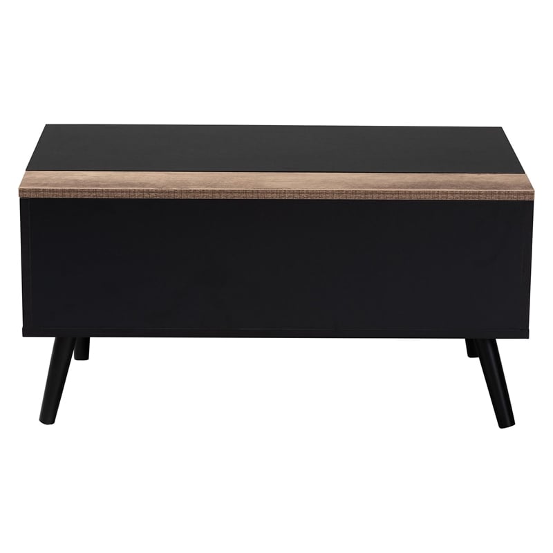 Baxton Studio Two-Tone Black and Brown Finished Wood Table with Storage