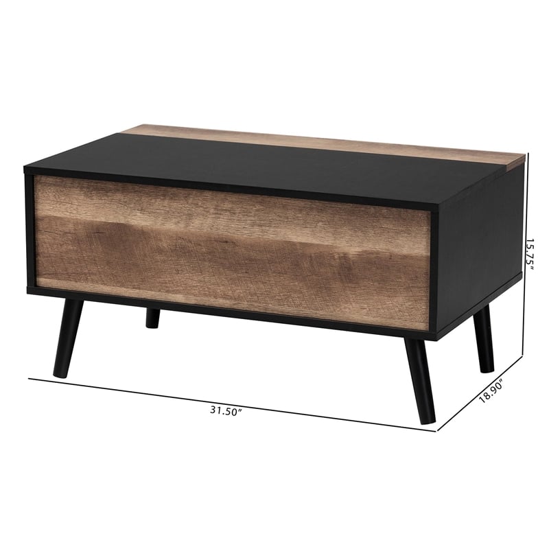 Baxton Studio Two-Tone Black and Brown Finished Wood Table with Storage