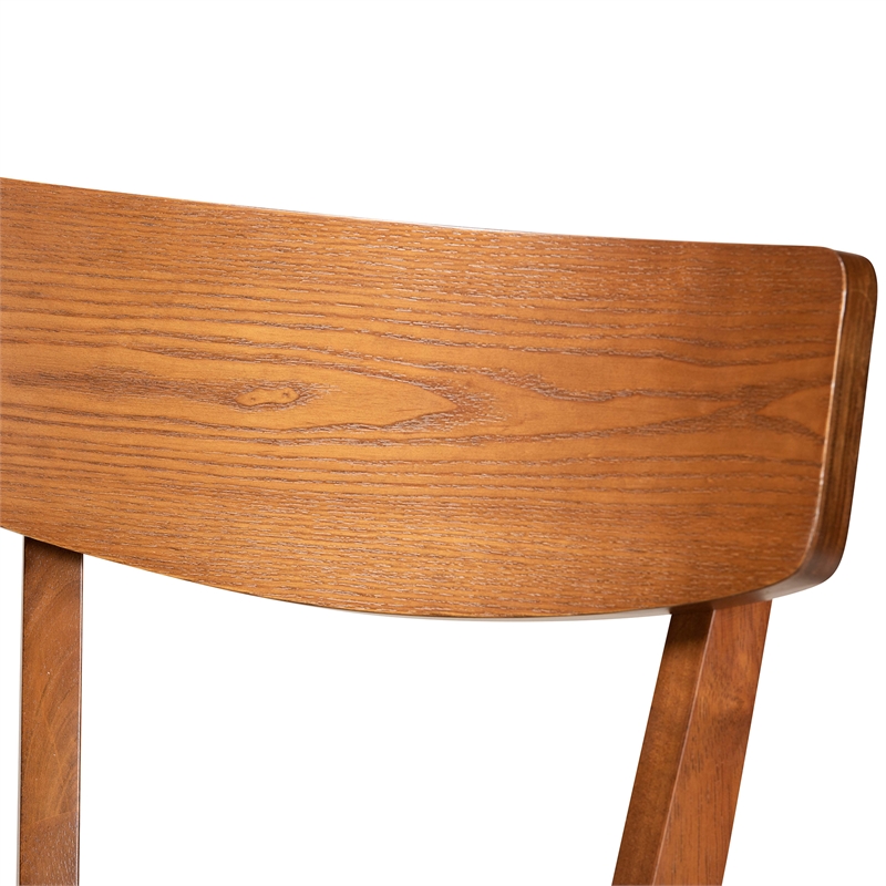 Baxton Studio Grey Upholstered and Brown Finished Wood 2-Piece Counter Stool Set