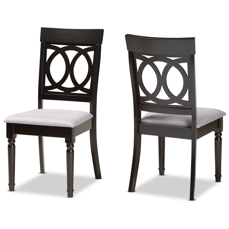 Baxton Studio Grey Upholstered and Brown Finished Wood 2-Piece Dining Chair Set