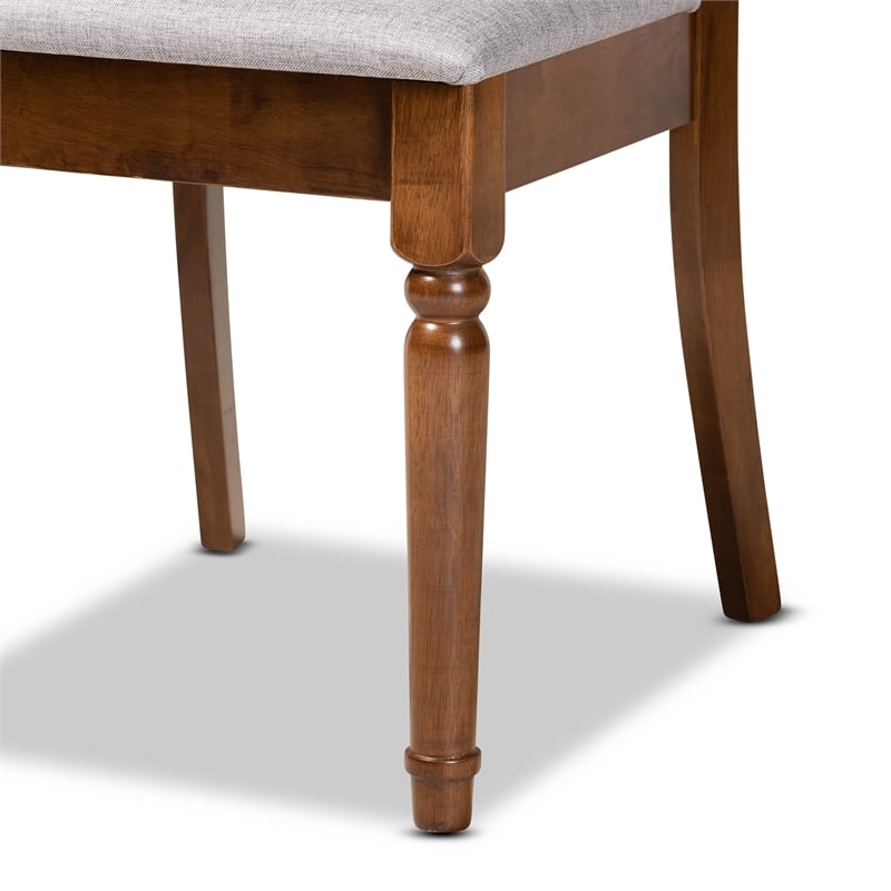 Baxton Studio Grey Upholstered and Brown Finished Wood 2-Piece Dining Chair Set