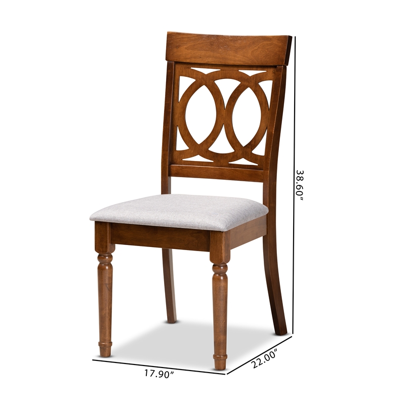 Baxton Studio Grey Upholstered and Brown Finished Wood 2-Piece Dining Chair Set