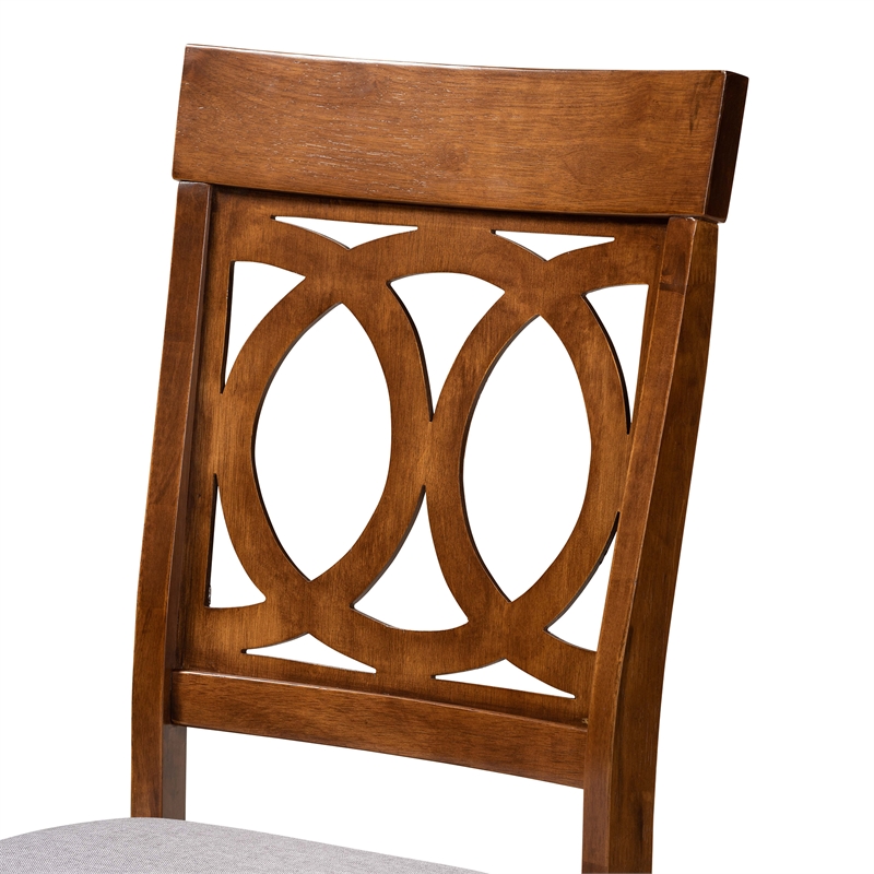 Baxton Studio Grey Upholstered and Brown Finished Wood 2-Piece Dining Chair Set