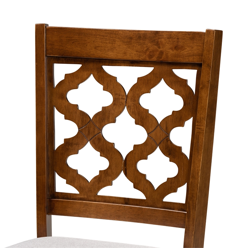 Baxton Studio Grey Upholstered and Brown Finished Wood 2-Piece Dining Chair Set