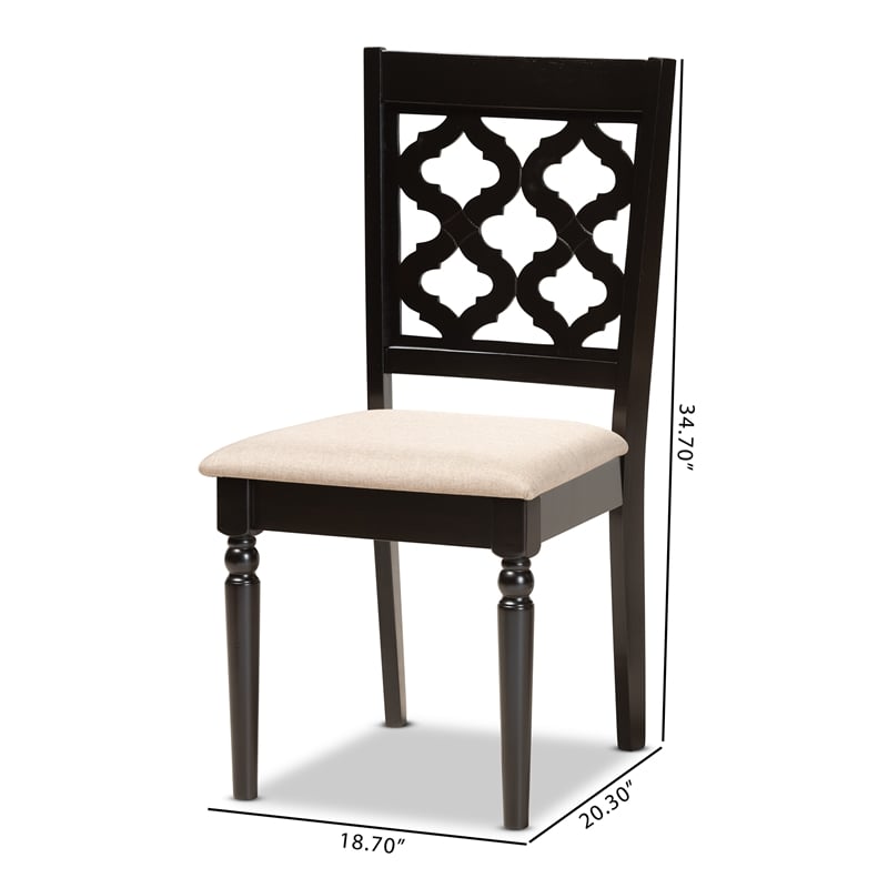 Baxton Studio Sand Upholstered and Brown Finished Wood 2-Piece Dining Chair Set