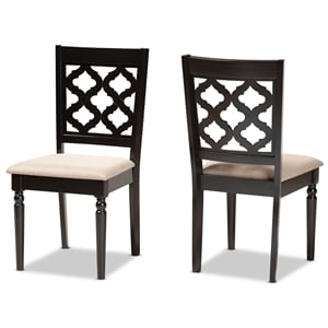 Baxton Studio Sand Upholstered and Brown Finished Wood 2-Piece Dining Chair Set