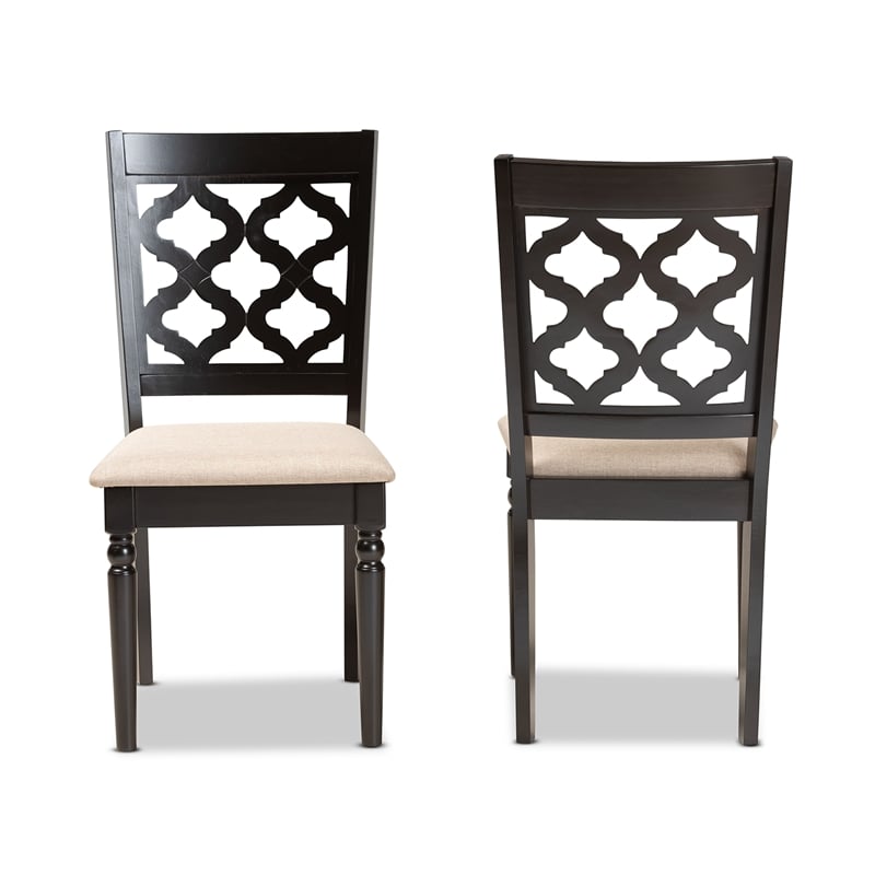 Baxton Studio Sand Upholstered and Brown Finished Wood 2-Piece Dining Chair Set