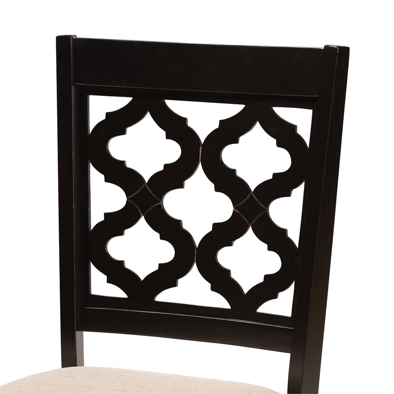 Baxton Studio Sand Upholstered and Brown Finished Wood 2-Piece Dining Chair Set