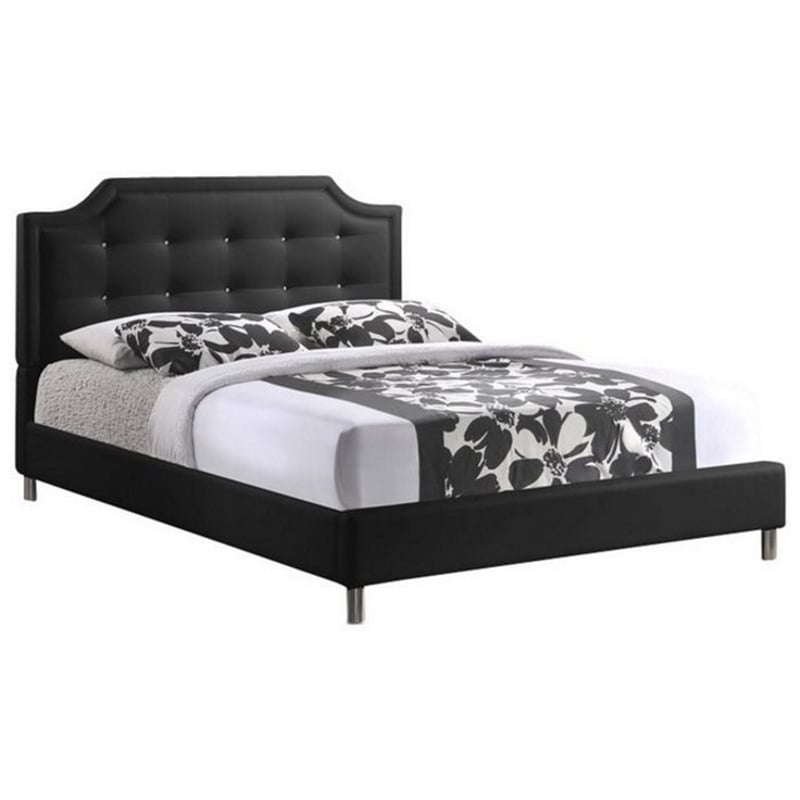 Baxton Studio Carlotta Tufted Faux Leather King Platform Bed in Black