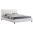 Baxton Studio Vino Queen Platform Bed with Faux Leather Headboard in White