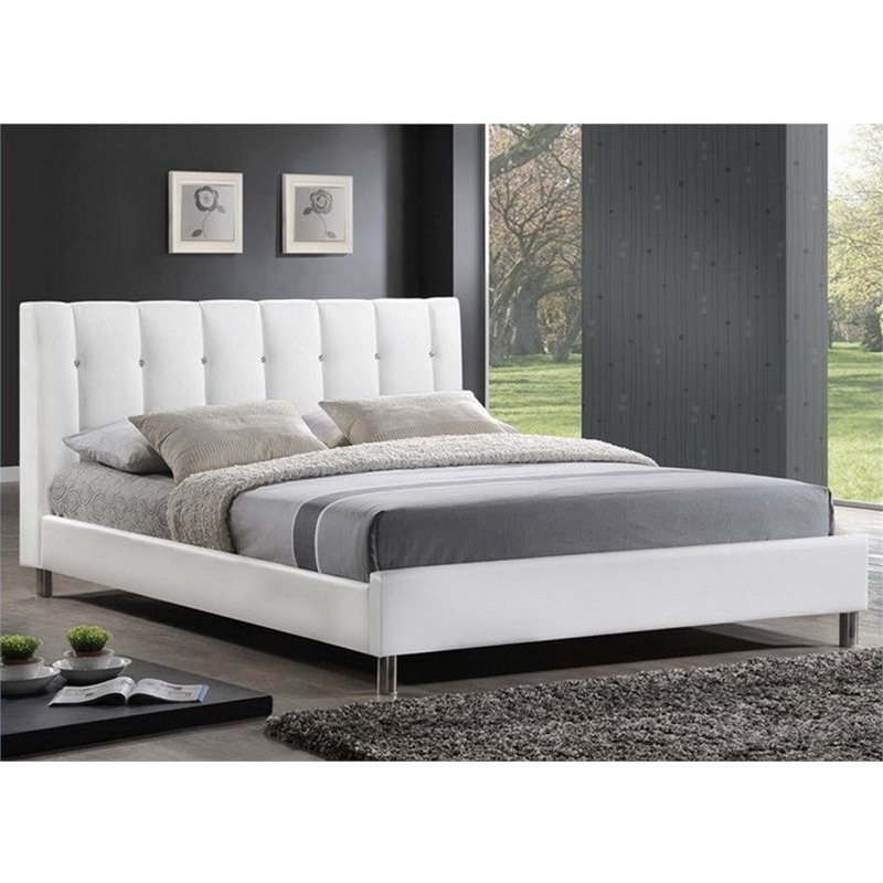 Baxton Studio Vino Full Platform Bed with Faux Leather Headboard