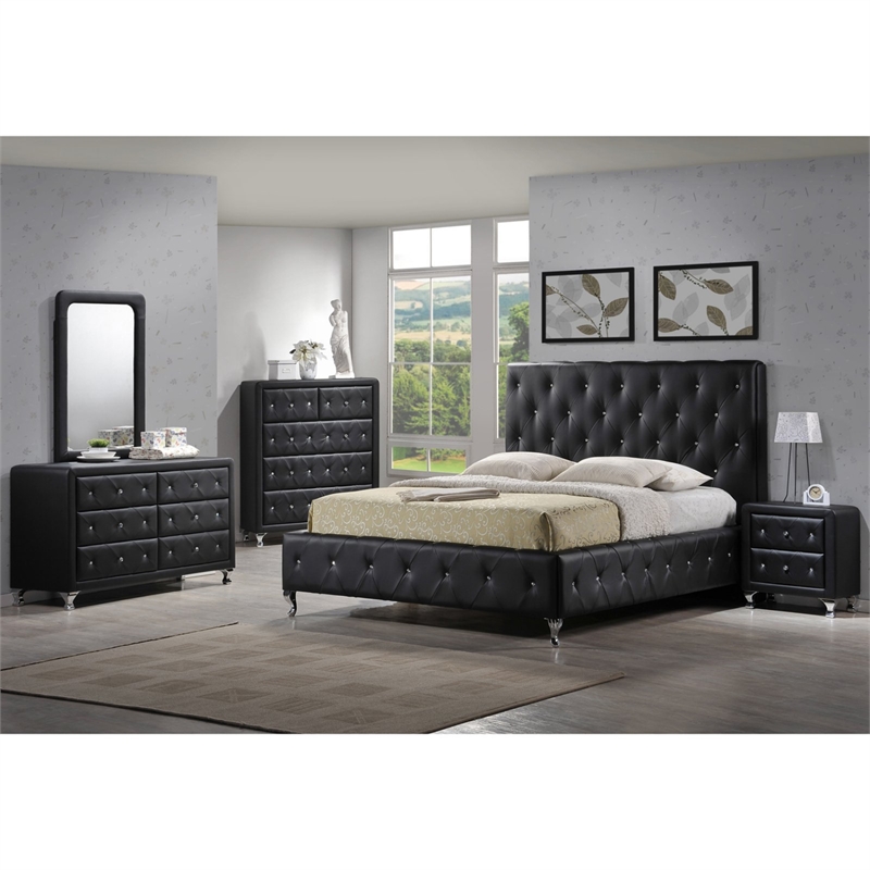 Baxton Studio Stella Tufted Faux Leather King Platform Bed in White