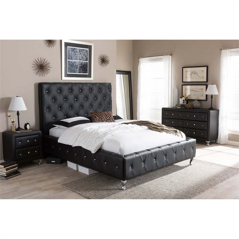 Baxton Studio Stella Tufted Faux Leather King Platform Bed in White