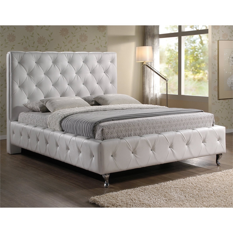 Baxton Studio Stella Tufted Faux Leather King Platform Bed in White