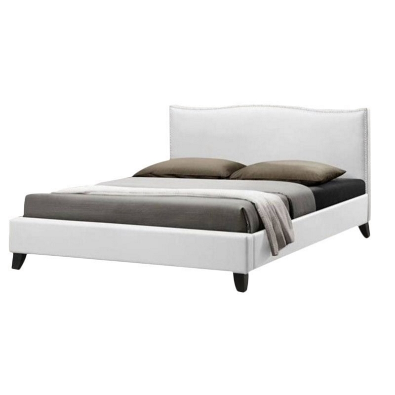 Baxton Studio Battersby Faux Leather Queen Platform Bed in White