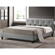 Baxton Studio Annette Queen Platform Bed with Fabric Upholstered Headboard-Gray