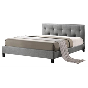 baxton studio annette platform bed with fabric upholstered headboard-gray