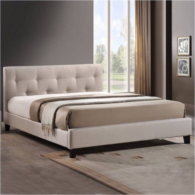 Baxton Studio Annette Fabric Upholstered Full Platform Bed Light Beige