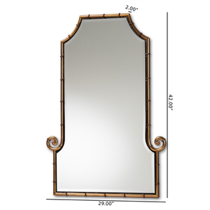 baxton studio layan gold finished metal bamboo inspired accent wall mirror