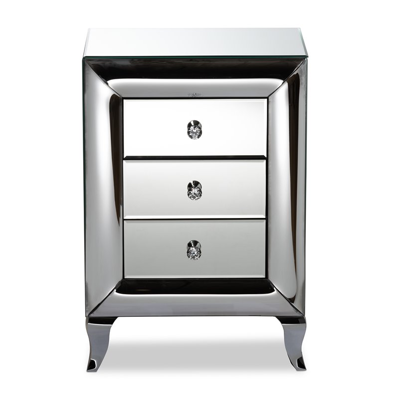 Baxton Studio Pauline Contemporary Glam and Luxe Mirrored 3-Drawer End Table