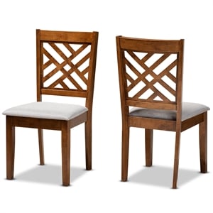 Baxton Studio Grey and Walnut Brown Finished Wood 2-Piece Dining Chair Set