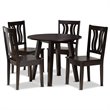 Baxton Studio Anesa Transitional Dark Brown Finished Wood 5-Piece Dining Set