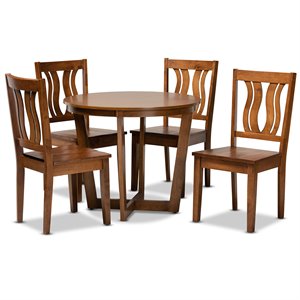 Baxton Studio Elodia Transitional Walnut Brown Finished Wood 5-Piece Dining Set