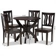 Baxton Studio Karla Transitional Dark Brown Finished Wood 5-Piece Dining Set