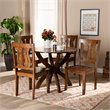Baxton Studio Karla Transitional Walnut Brown Finished Wood 5-Piece Dining Set
